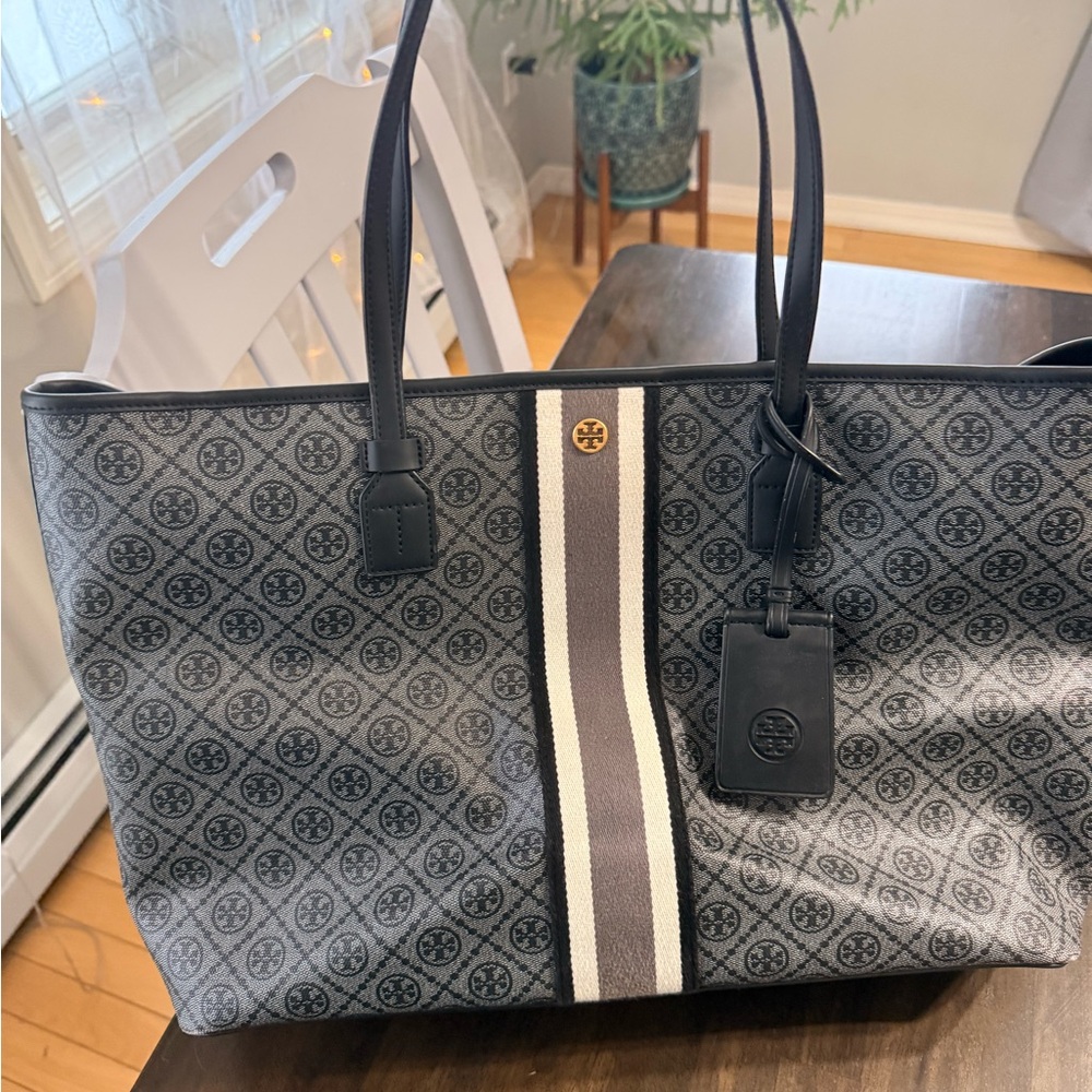 Tory Burch Black and Gray Tote Bag